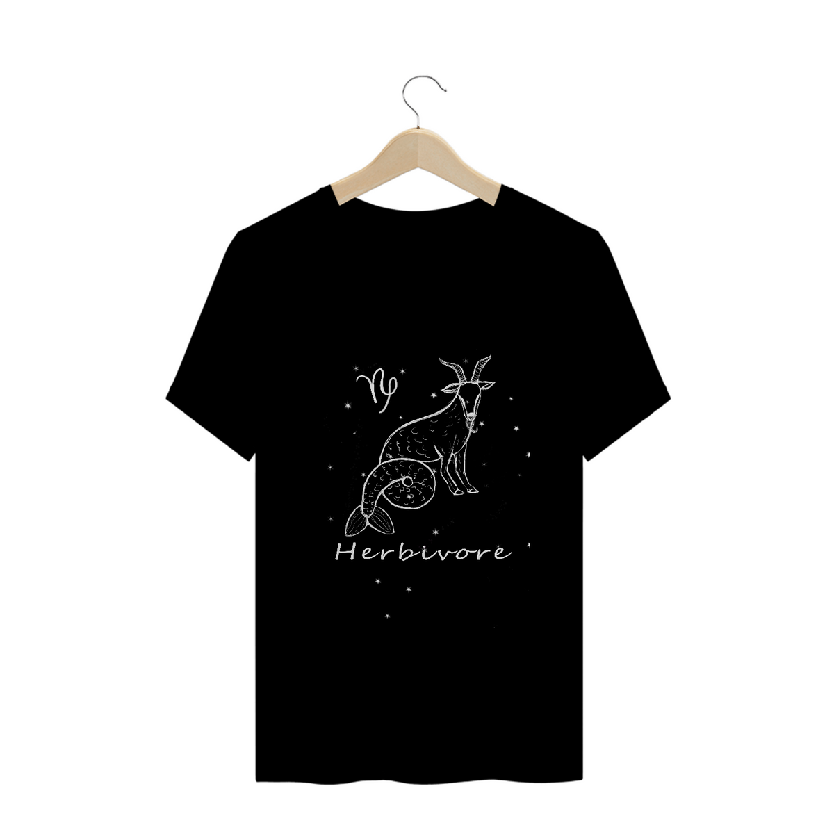 Nome do produto: Camiseta Unissex | Capricórnio | Herbivore | P&B 