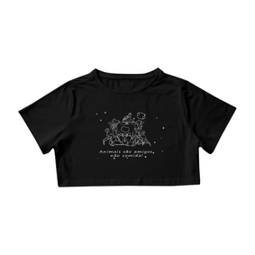 Camiseta Cropped | Câncer | Animais são amigos, não comida! | P&B