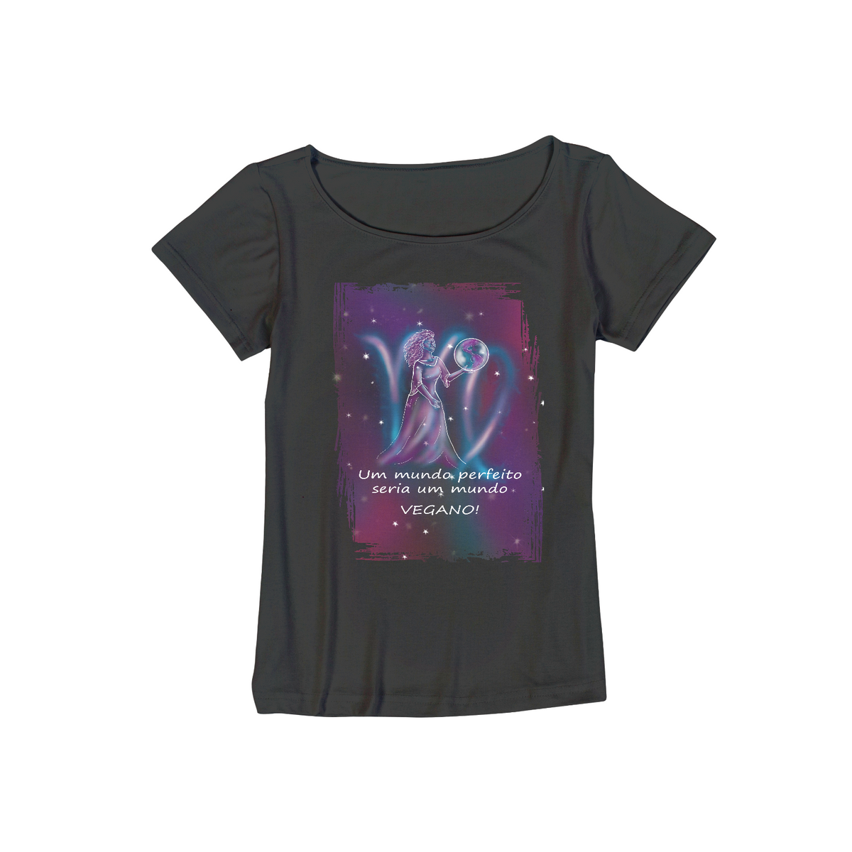 Nome do produto: Camiseta Viscolycra | Virgem | Um mundo perfeito seria um mundo VEGANO! | Color