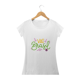 Camiseta Feminina Baby Look - Vai Brasil Simples