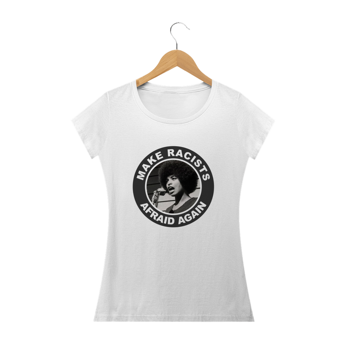 Nome do produto: Camiseta Racists Afraid - Angela Davis