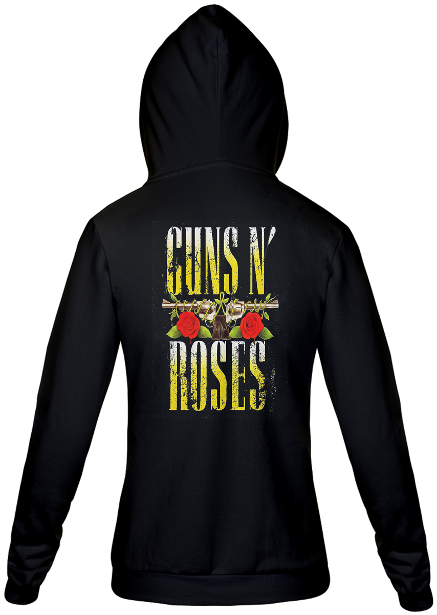 Nome do produto: Moletom com capuz e ziper  Guns n Roses