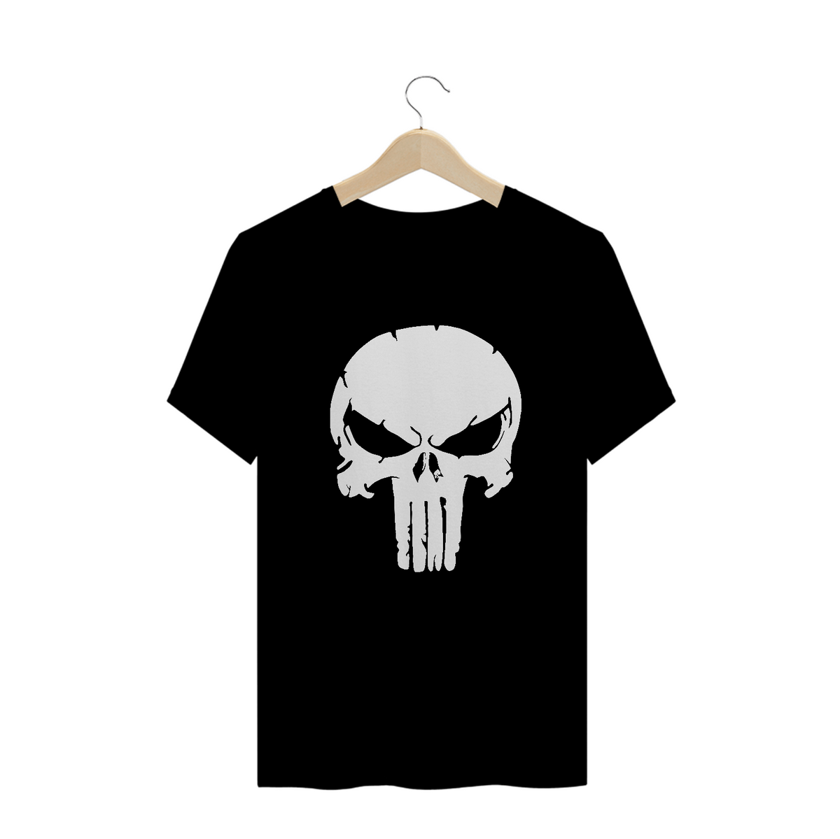 Nome do produto: Camiseta de Malha Quality Skull Punisher (Branco)