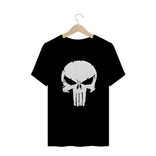 Camiseta de Malha Quality Skull Punisher (Branco)