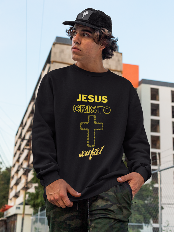 MOLETOM JESUS CRISTO CRUZ-SOU FÃ 1