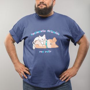 Nome do produtoCamiseta Plus Size Masculina Facilmente Distraído por Pets