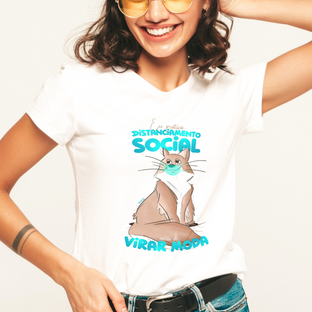 Nome do produtoCamiseta Feminina Gato Distanciamento Social