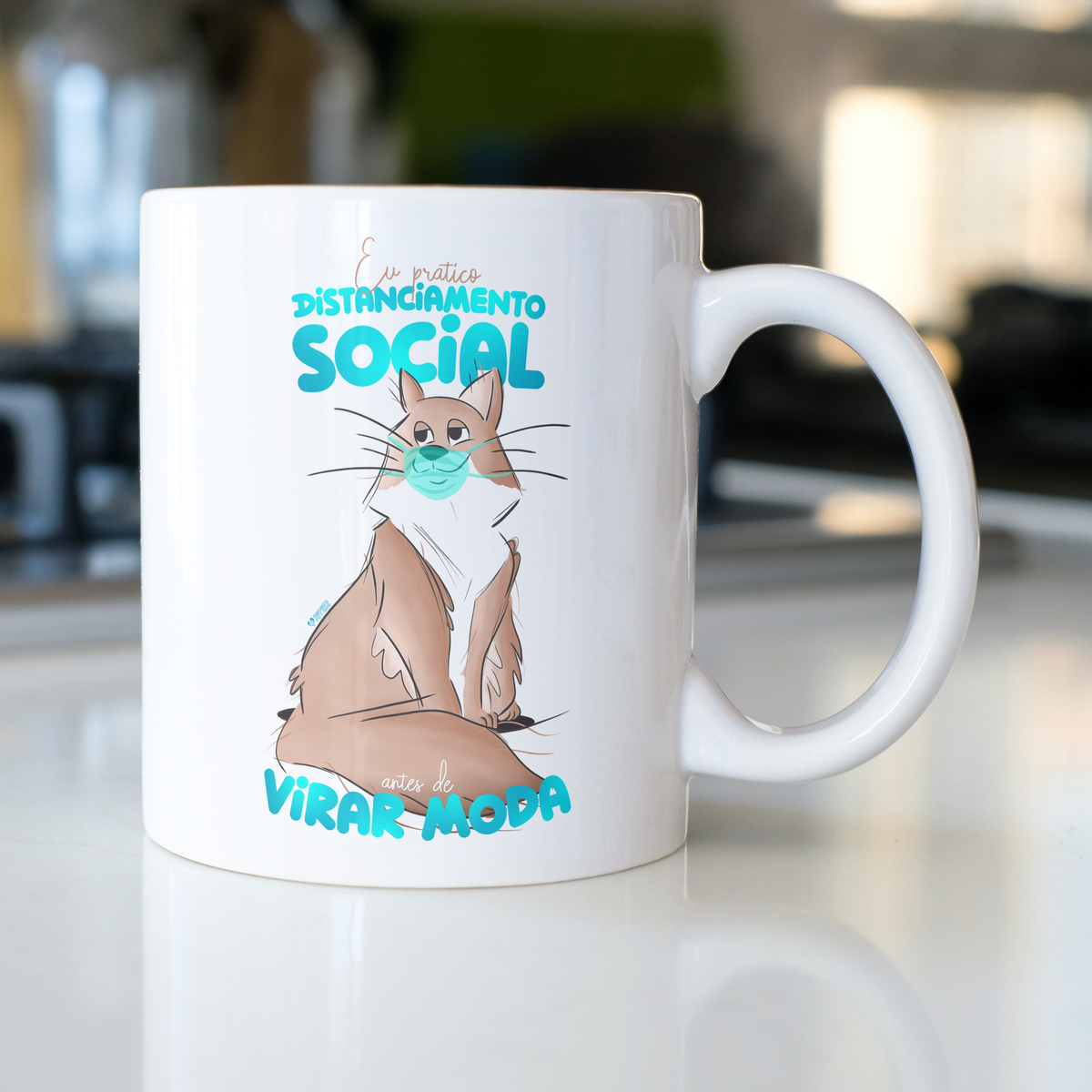 Nome do produto: Caneca Gato Distanciamento Social