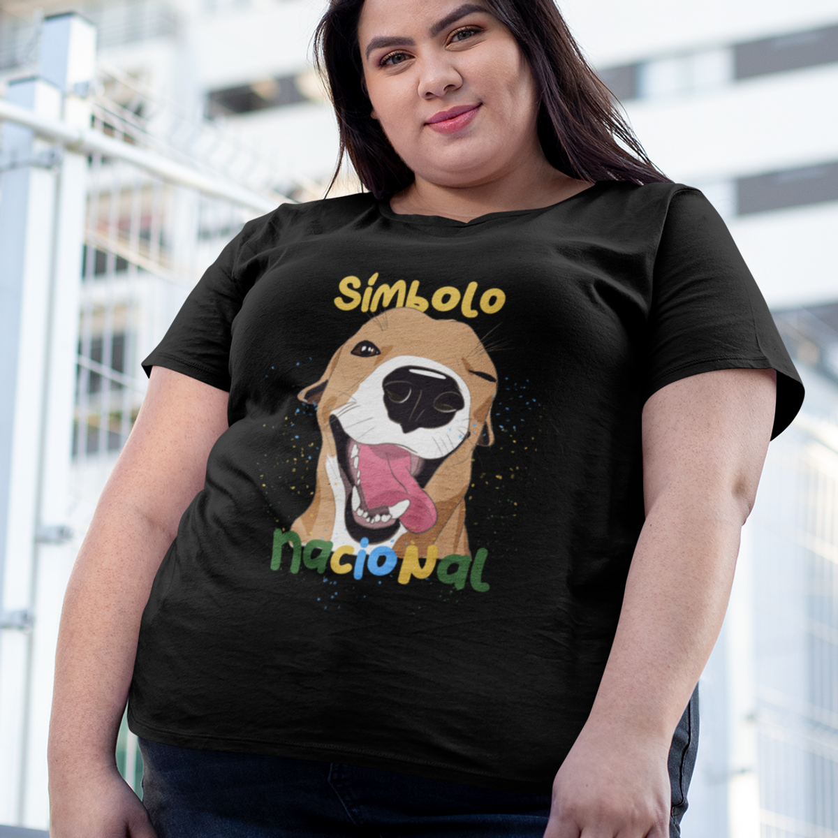 Nome do produto: Camiseta Plus Size Vira-lata Caramelo Símbolo Nacional