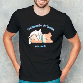 Camiseta Masculina Facilmente Distraído por Pets