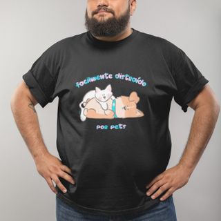 Camiseta Plus Size Masculina Facilmente Distraído por Pets