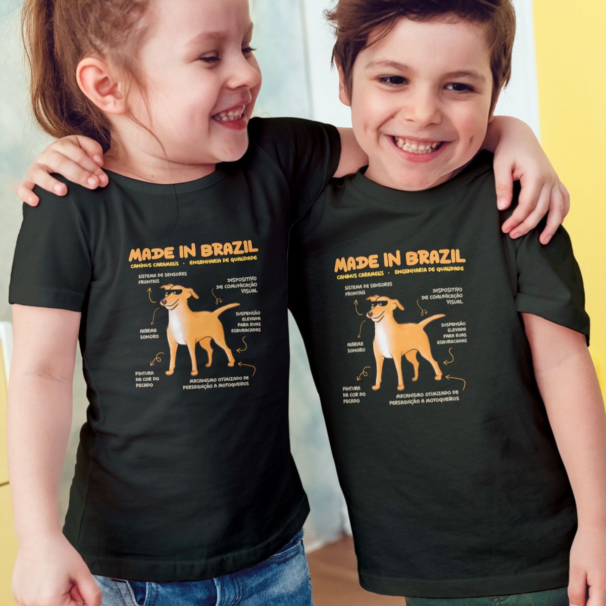 Nome do produto: Camiseta Infantil Vira-lata Caramelo Made in Brazil