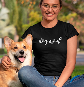 Camiseta Feminina Dog Mom - Preta Prime