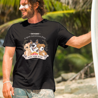 Camiseta Masculina Cachorro é Igual Fritas