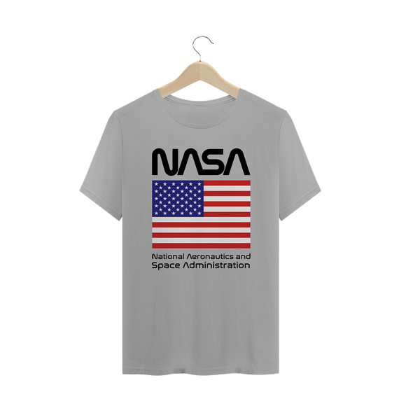 Camiseta Plus Size Nasa Bandeira EUA Black