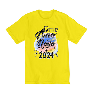 Nome do produtoCamiseta Infantil (10 a 14) Ano Novo Aquarela 2024 