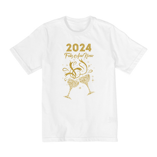 Nome do produtoCamiseta Infantil (2 a 8) Ano Novo 2024 Brinde Glitter