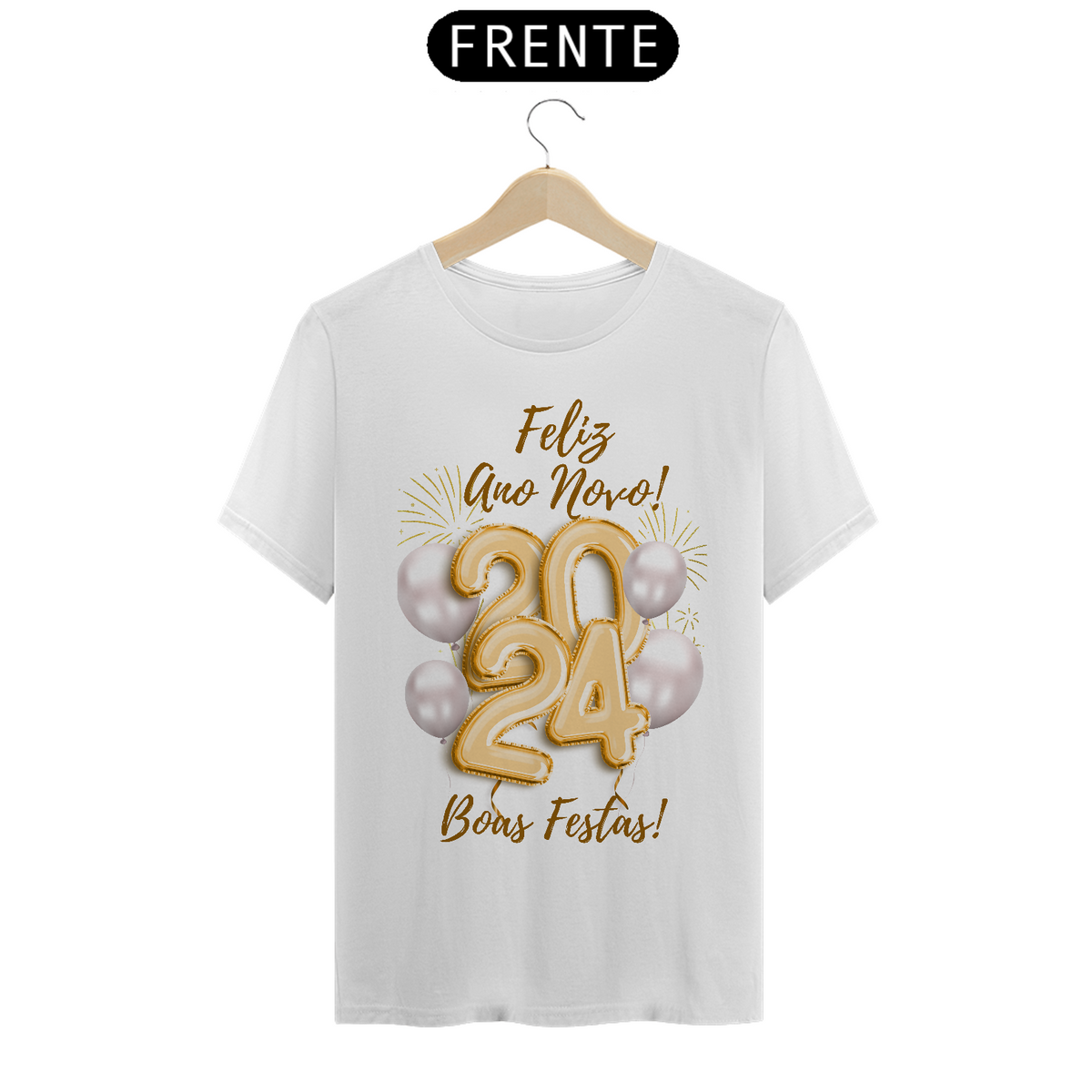 Nome do produto: Camiseta Ano Novo 2024 Balão Festivo