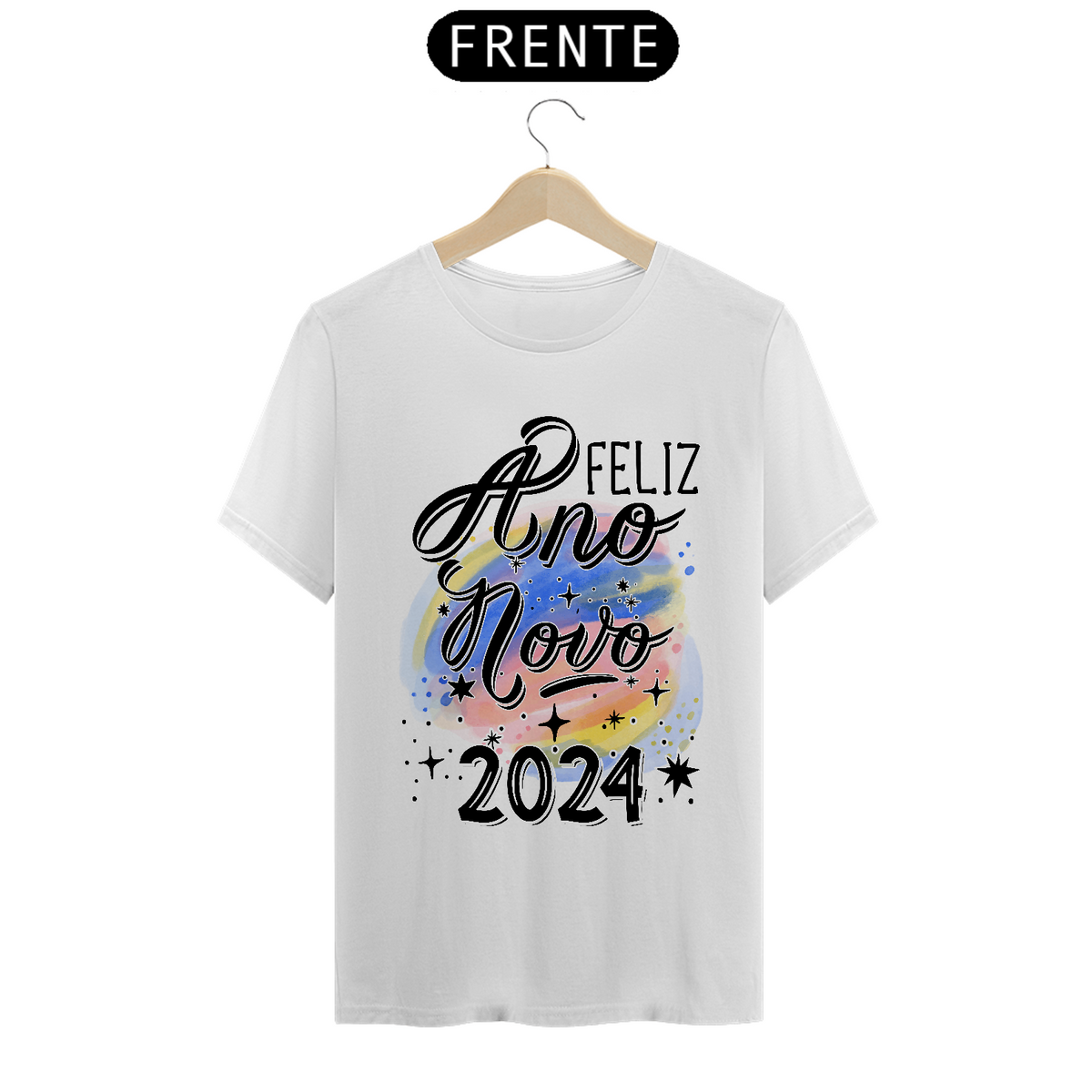 Nome do produto: Camiseta Ano Novo Aquarela 2024