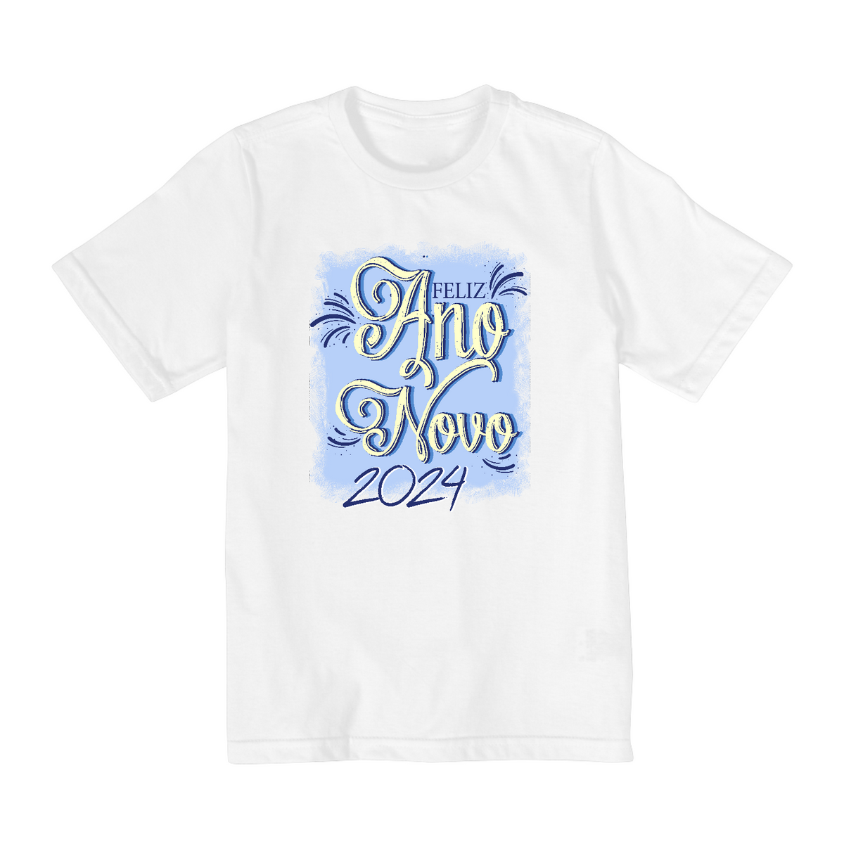 Nome do produto: Camiseta Infantil (10 a 14) Ano Novo Reveillon Azul 2024