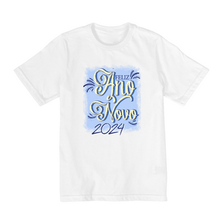 Nome do produtoCamiseta Infantil (2 a 8) Ano Novo Reveillon Azul 2024