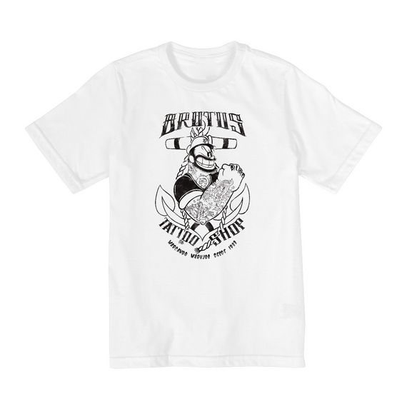 Camiseta Infantil (10 a 14) Popeye Brutus Tattoo Shop