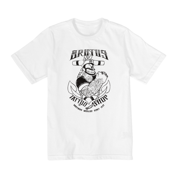 Camiseta Infantil (2 a 8) Popeye Brutus Tattoo Shop