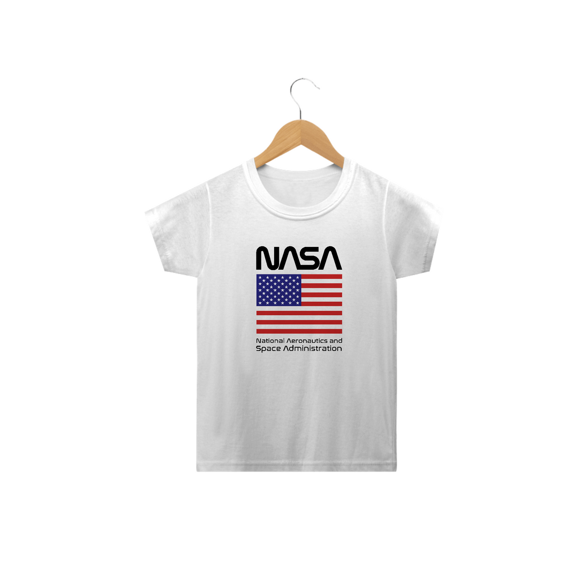Nome do produto: Camiseta Infantil Nasa Bandeira EUA Black