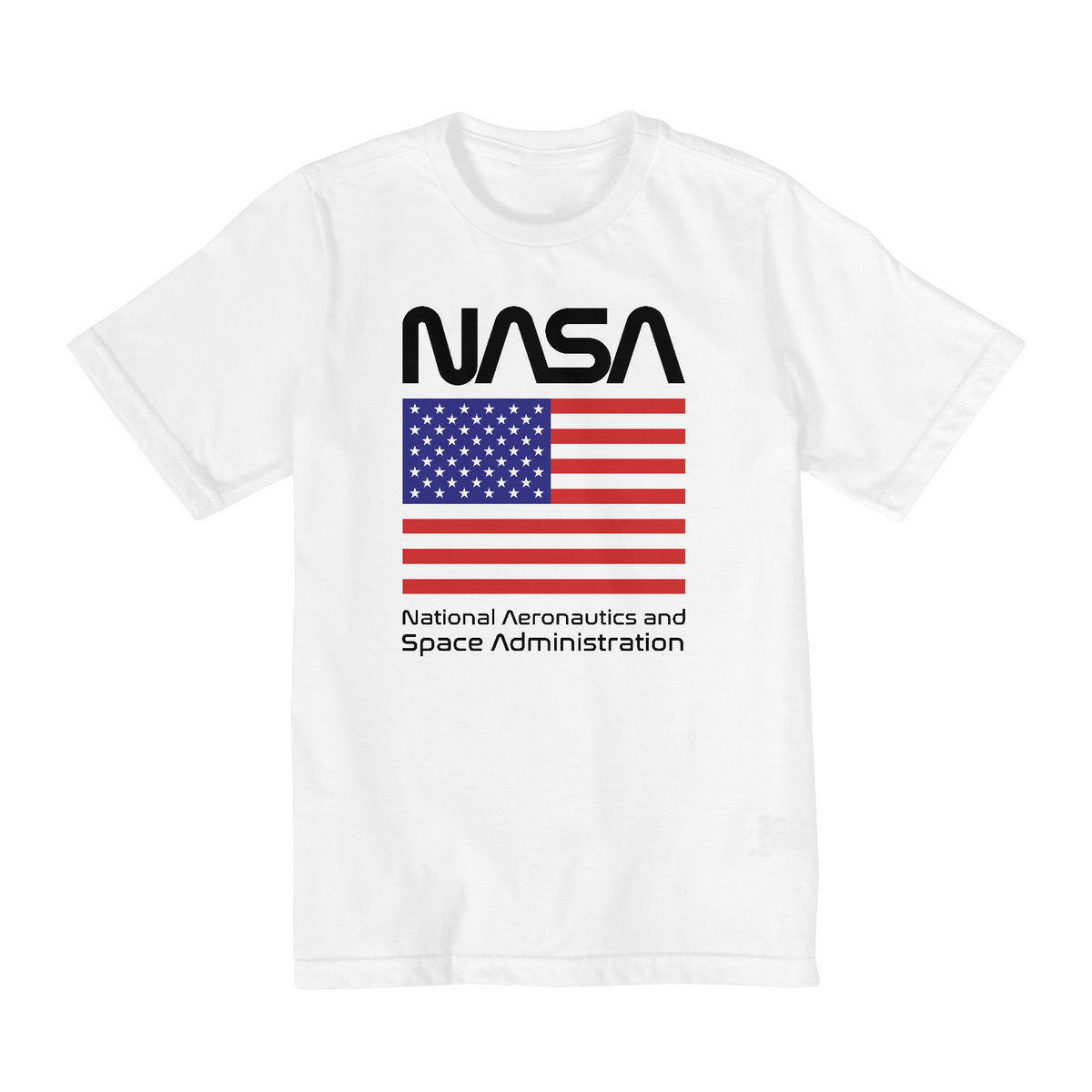 Nome do produto: Camiseta Infantil (10 a 14) Nasa Bandeira EUA Black