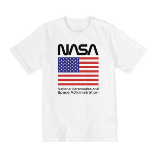 Camiseta Infantil (10 a 14) Nasa Bandeira EUA Black
