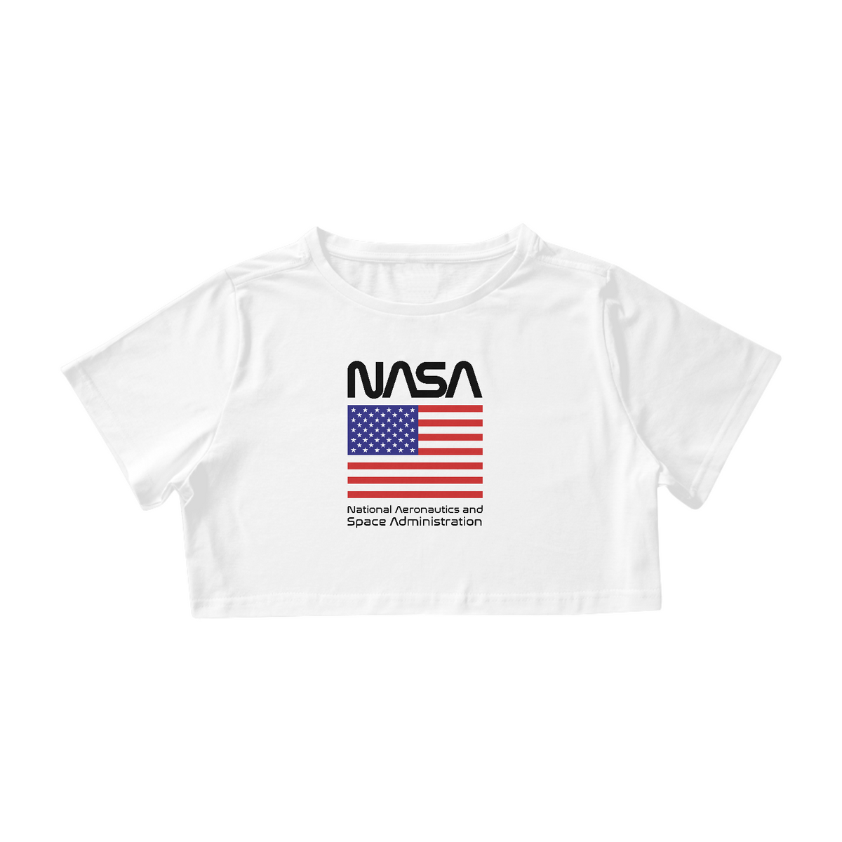 Nome do produto: Camisa Cropped Nasa Bandeira EUA Black