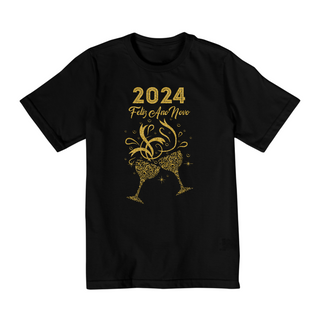 Nome do produtoCamiseta Infantil (10 a 14) Ano Novo 2024 Brinde Glitter