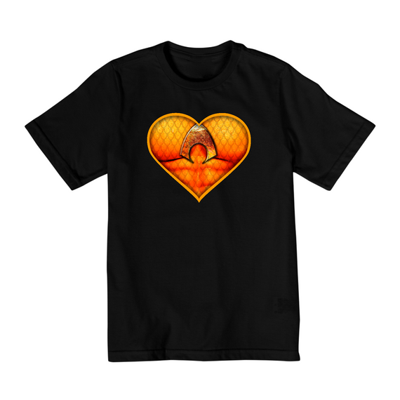 Camiseta Infantil (10 a 14) Coração de Herói Aquaman