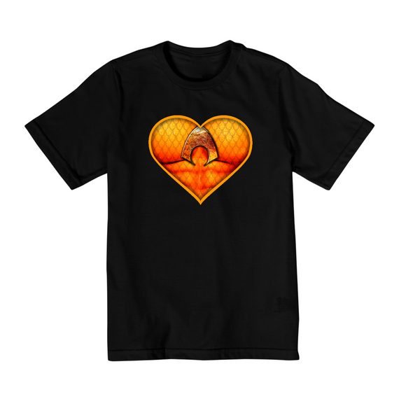 Camiseta Infantil (2 a 8) Coração de Herói Aquaman