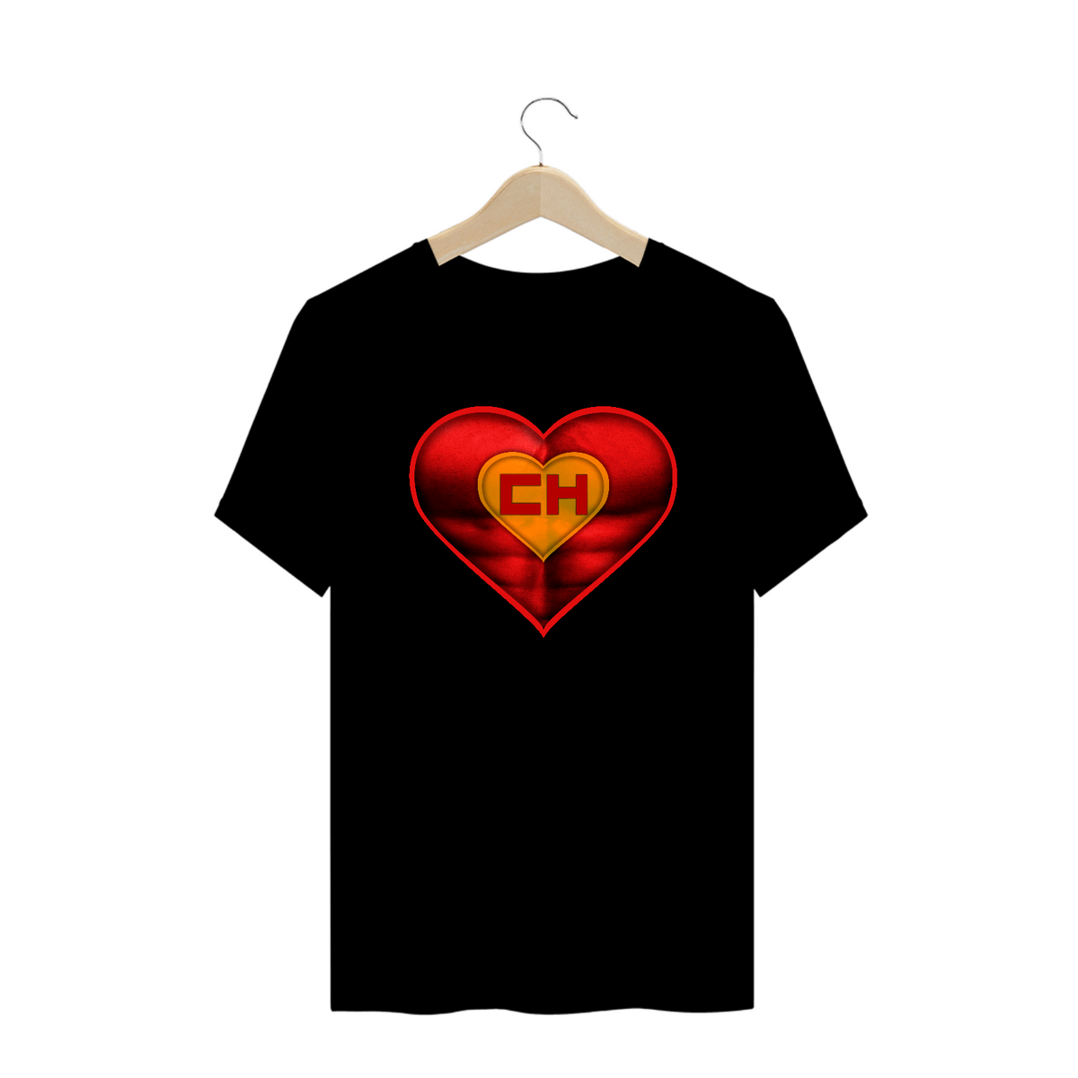 Nome do produto: Camiseta Plus Size Coração de Herói Chapolin