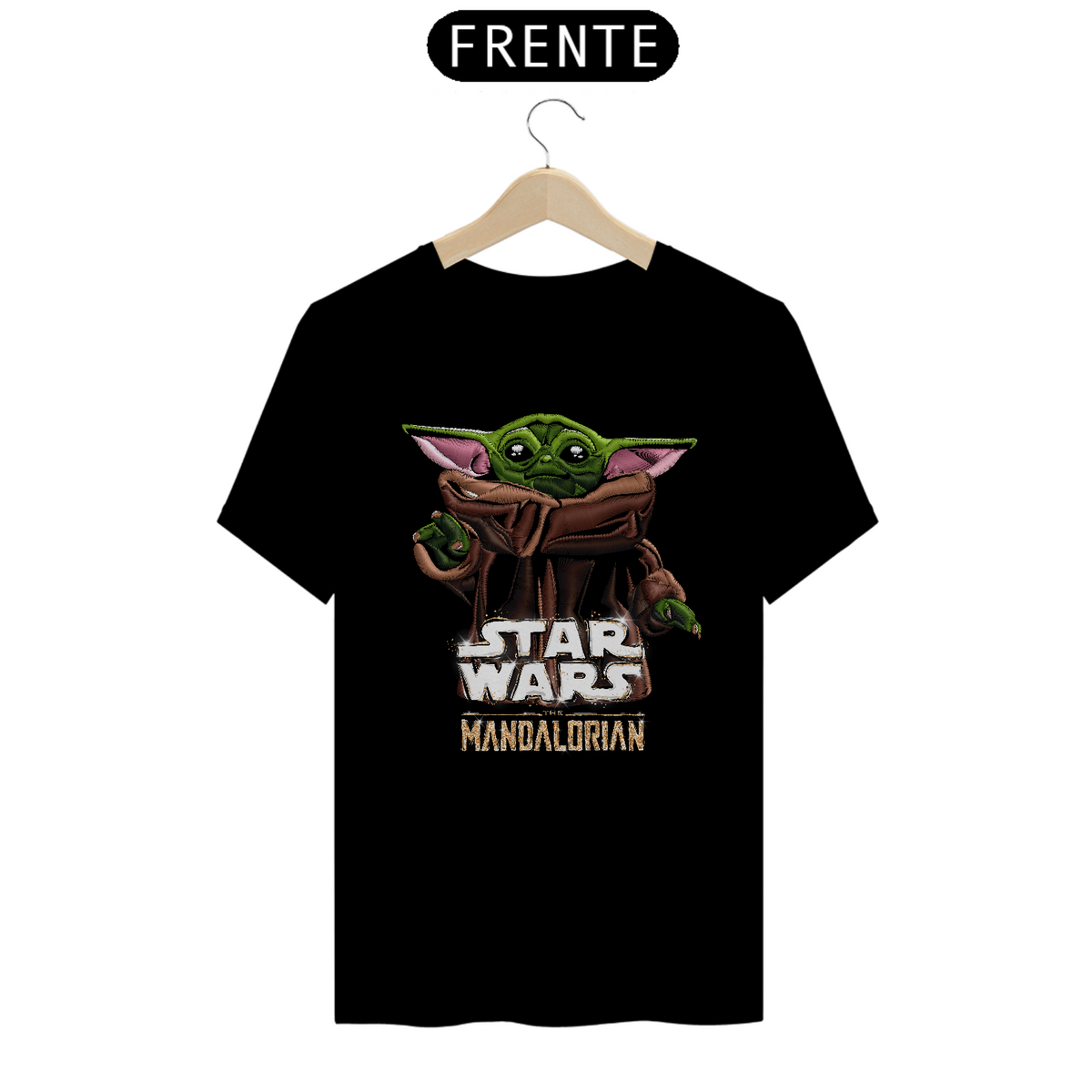 Nome do produto: Camiseta Baby Yoda Efeito Bordado