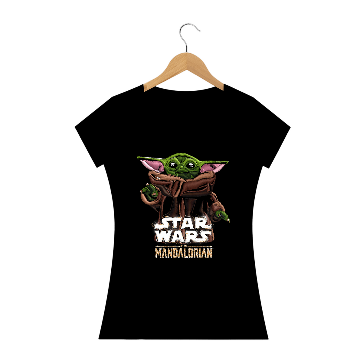 Nome do produto: Baby Look Baby Yoda Efeito Bordado