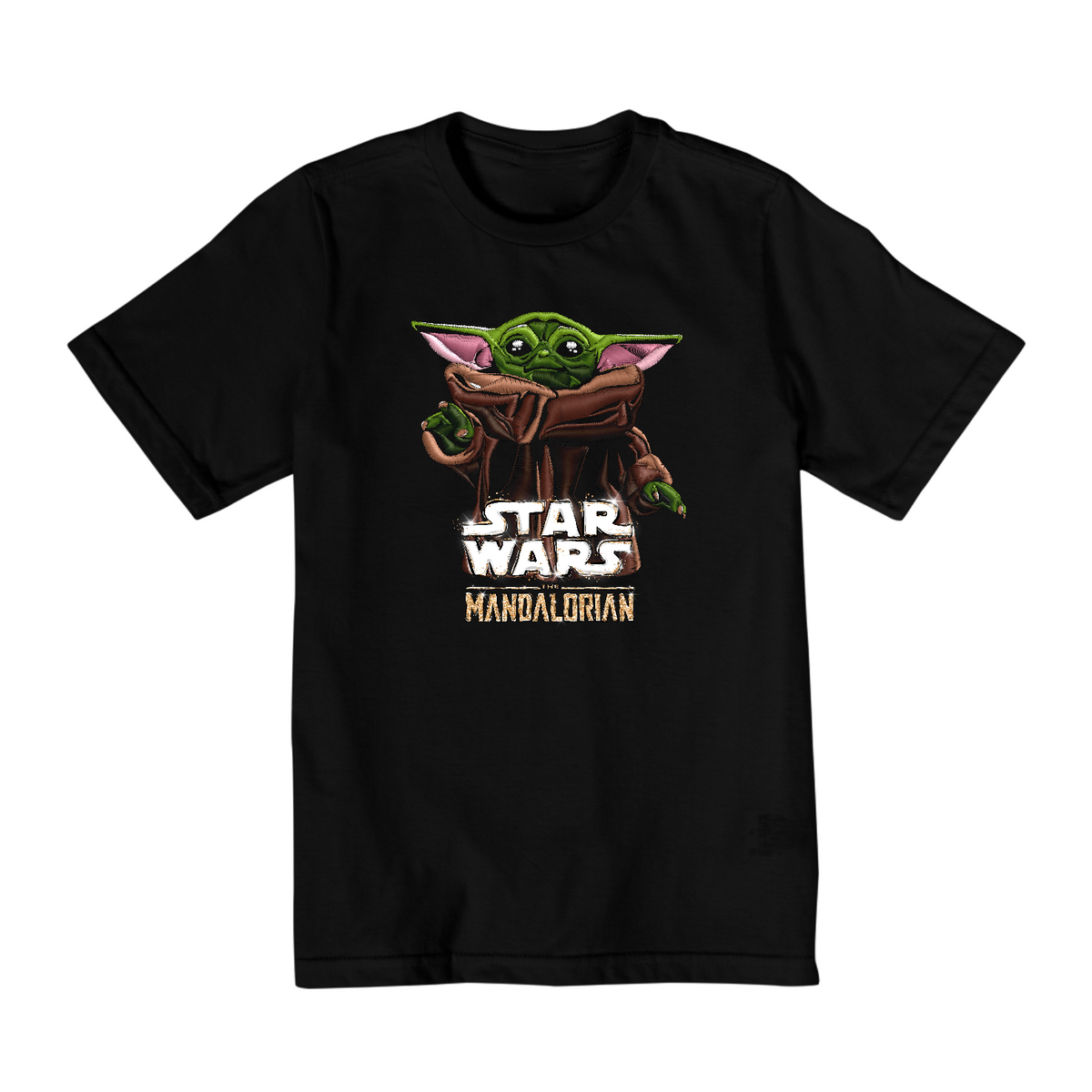 Nome do produto: Camiseta Infantil (2 a 8) Baby Yoda Efeito Bordado