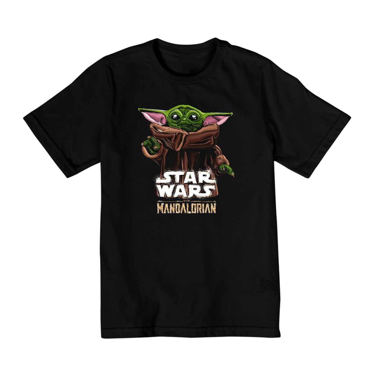 Nome do produto: Camiseta Infantil (10 a 14) Baby Yoda Efeito Bordado