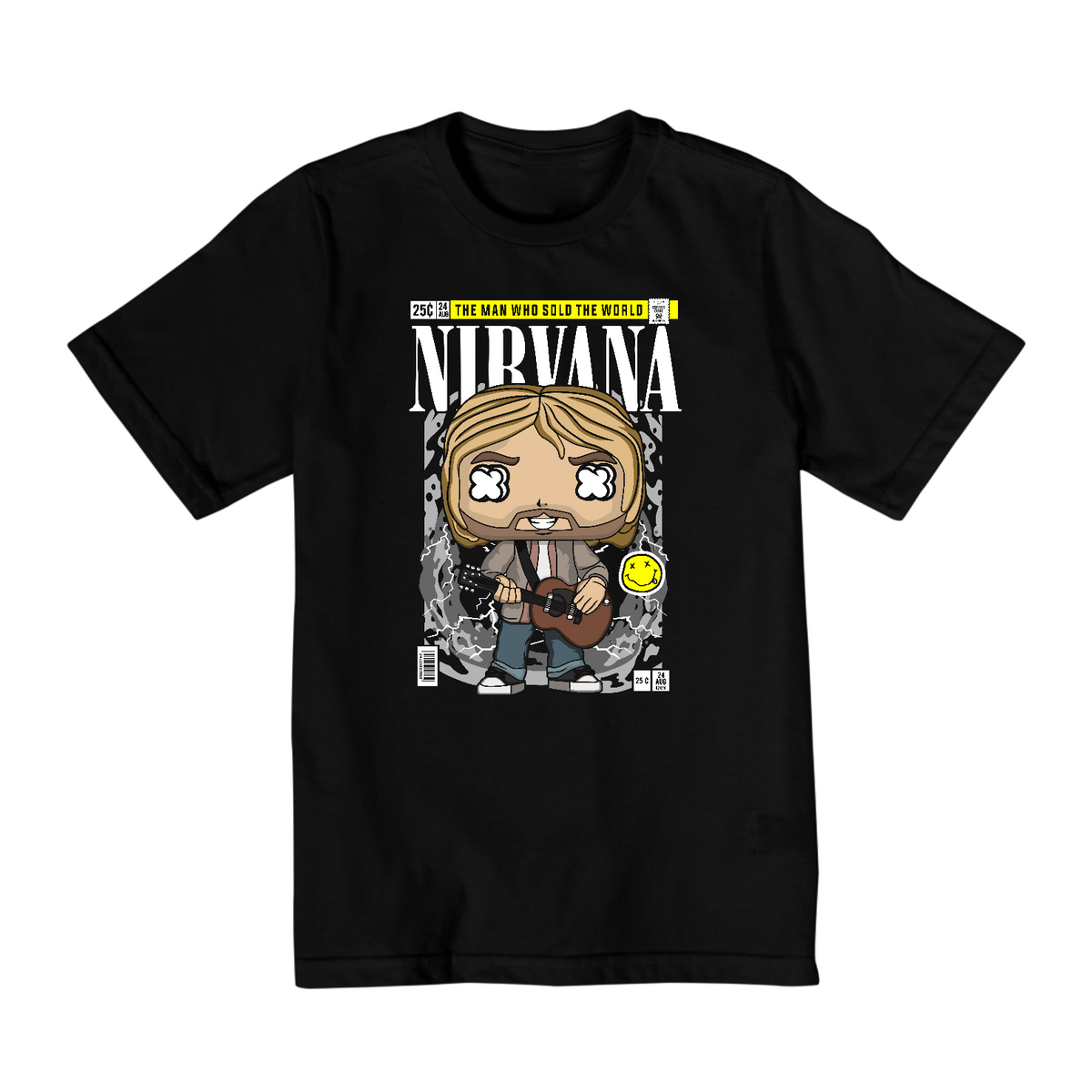 Nome do produto: Camiseta Infantil (10 a 14) Nirvana Kurt Cobain Funko
