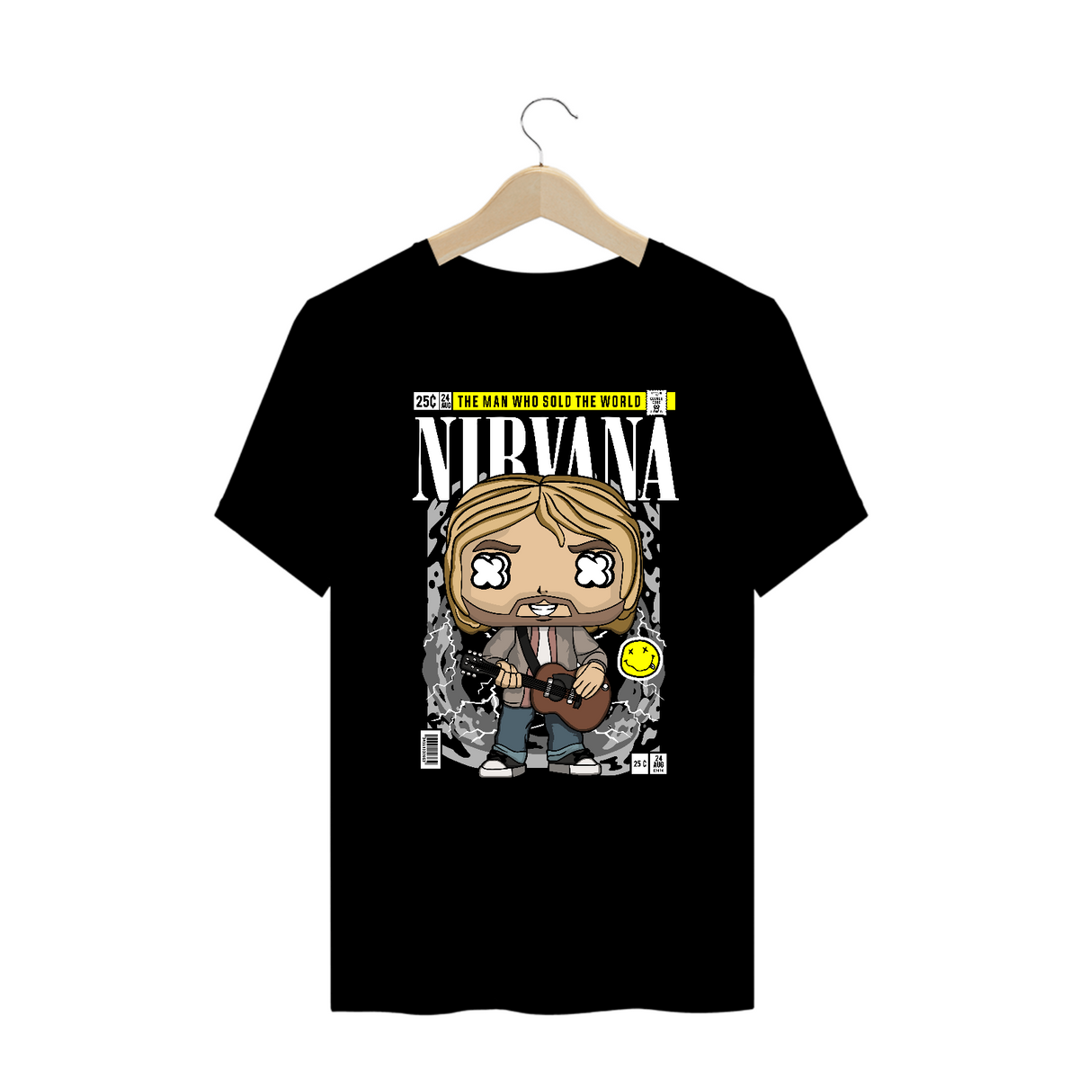 Nome do produto: Camiseta Plus Size Nirvana Kurt Cobain Funko