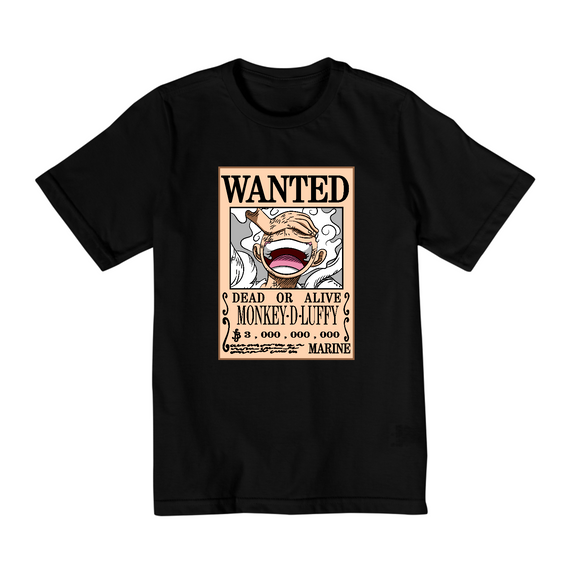 Camiseta Infantil (2 a 8) One Piece Procurado Luffy