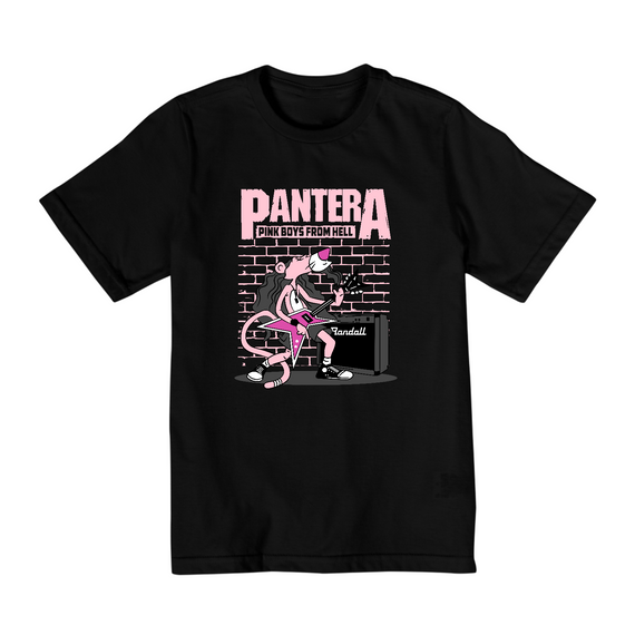 Camiseta Infantil (10 a 14) Pantera Rosa Rockeira