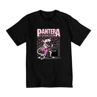 Camiseta Infantil (2 a 8) Pantera Rosa Rockeira