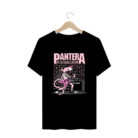 Camiseta Plus Size Pantera Rosa Rockeira