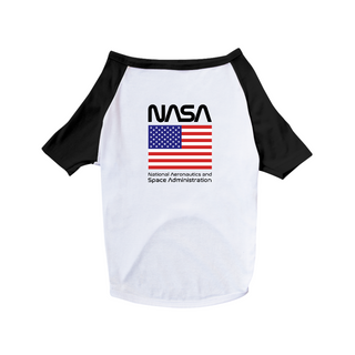 Camisa Pet Dog Nasa Bandeira EUA Black