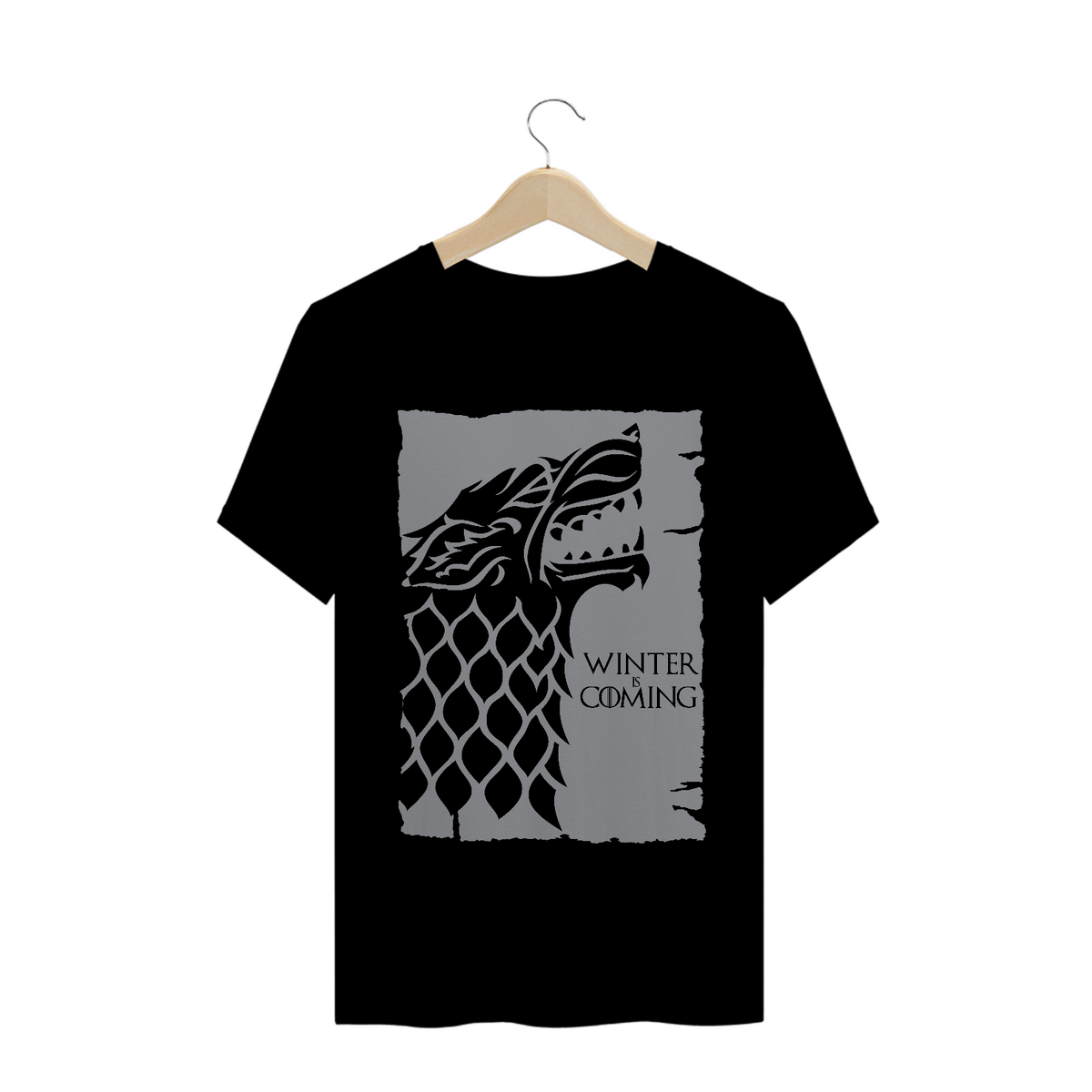 Nome do produto: Camiseta Game of Thrones Winter is Coming Preta