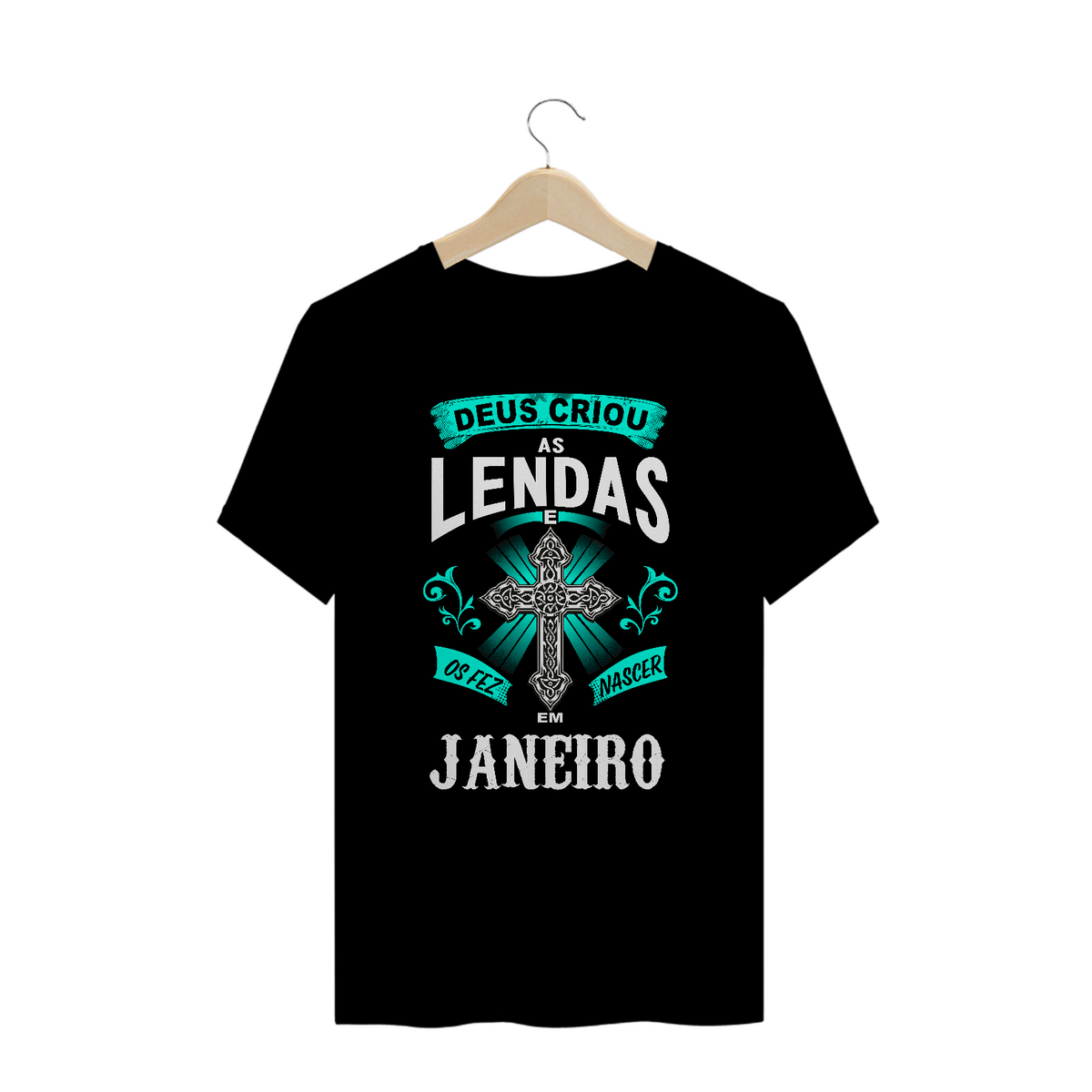 Nome do produto: Camiseta Plus Size Deus Criou as Lendas em Janeiro