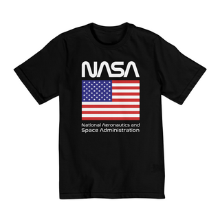 Camiseta Infantil (2 a 8) Nasa Bandeira Estados Unidos