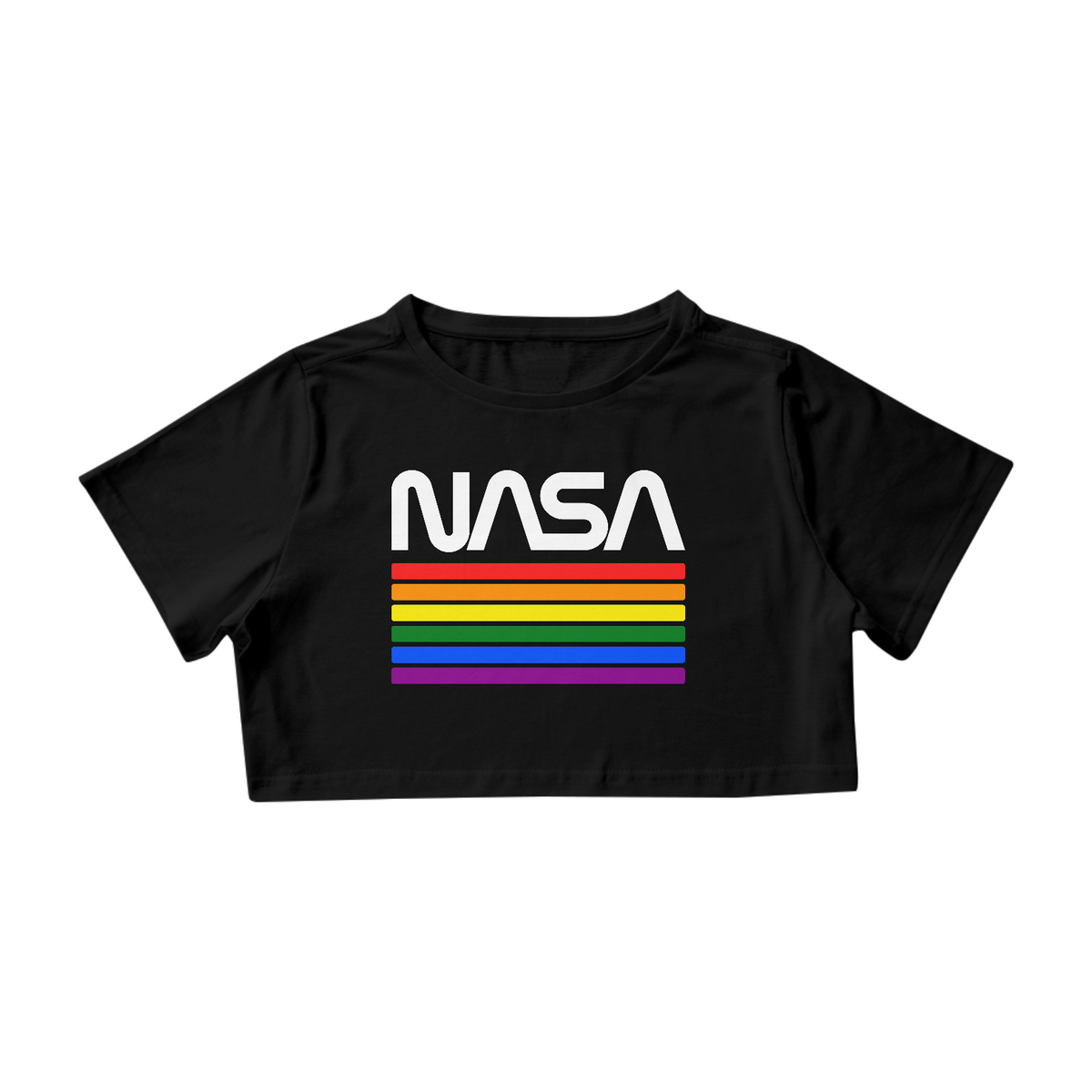 Nome do produto: Camisa Cropped Nasa LGBT Arco-Íris